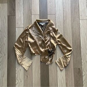 Estella USA Gold Satin Collar Blouse